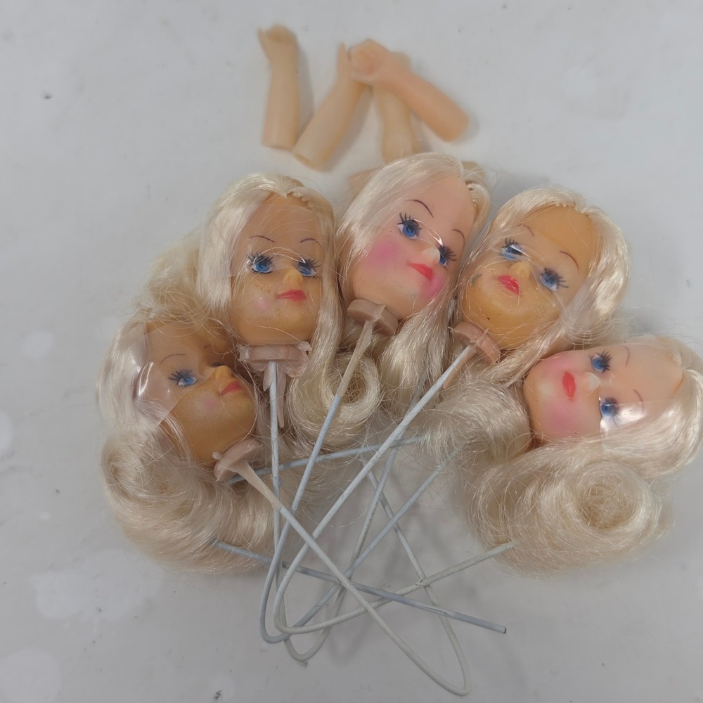 Vintage Blonde Doll Heads and Arms Lot for Crafts and Restoration 9pc. D